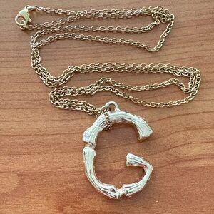 Gold and Silver Bamboo Initial Necklace